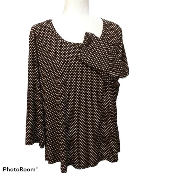 Chico's Tops - CHICOS 3/4 SLEEVE BROWN POLKA DOT BLOUSE